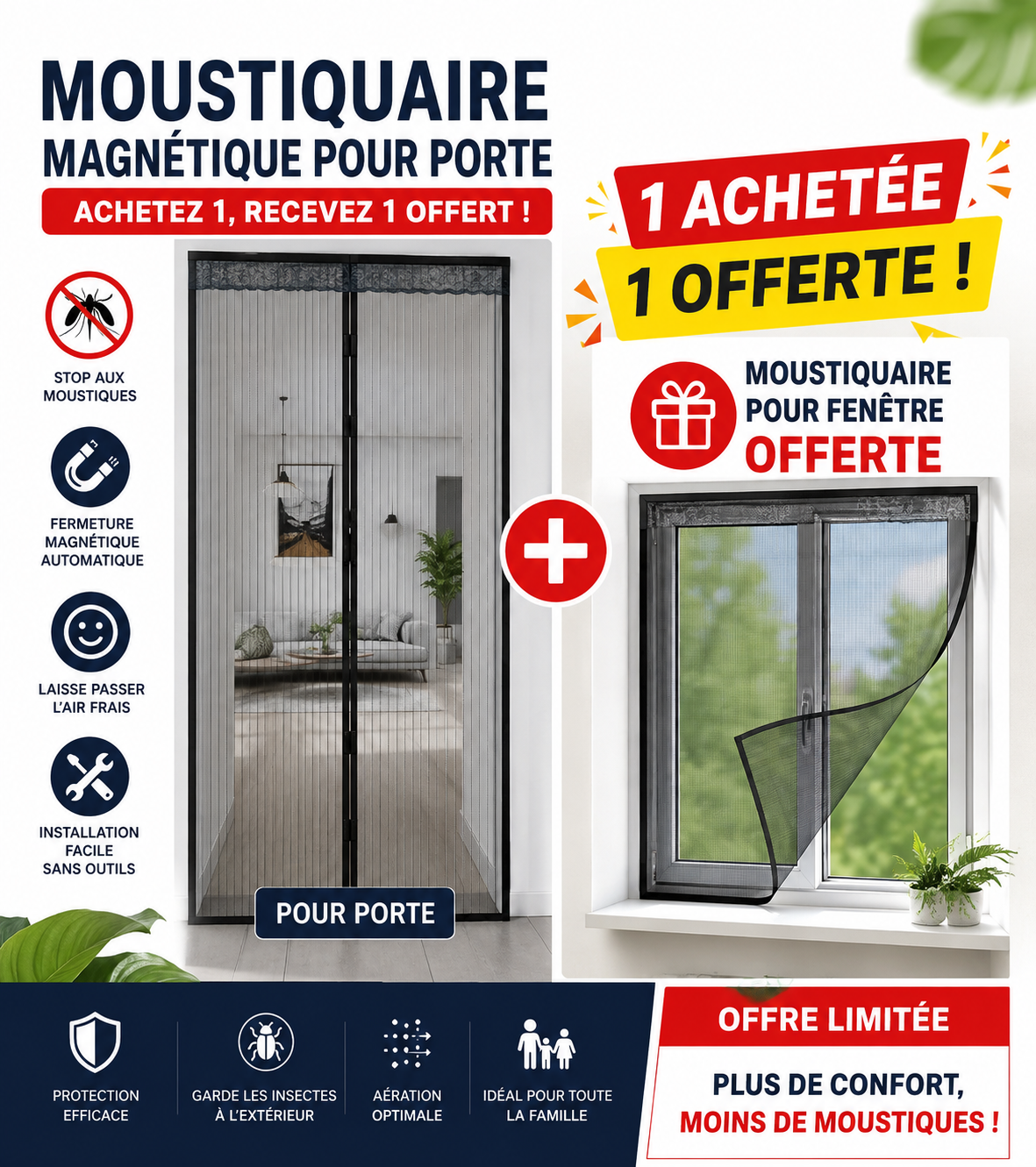 Moustiquaire Porte Magnétique + fenêtre