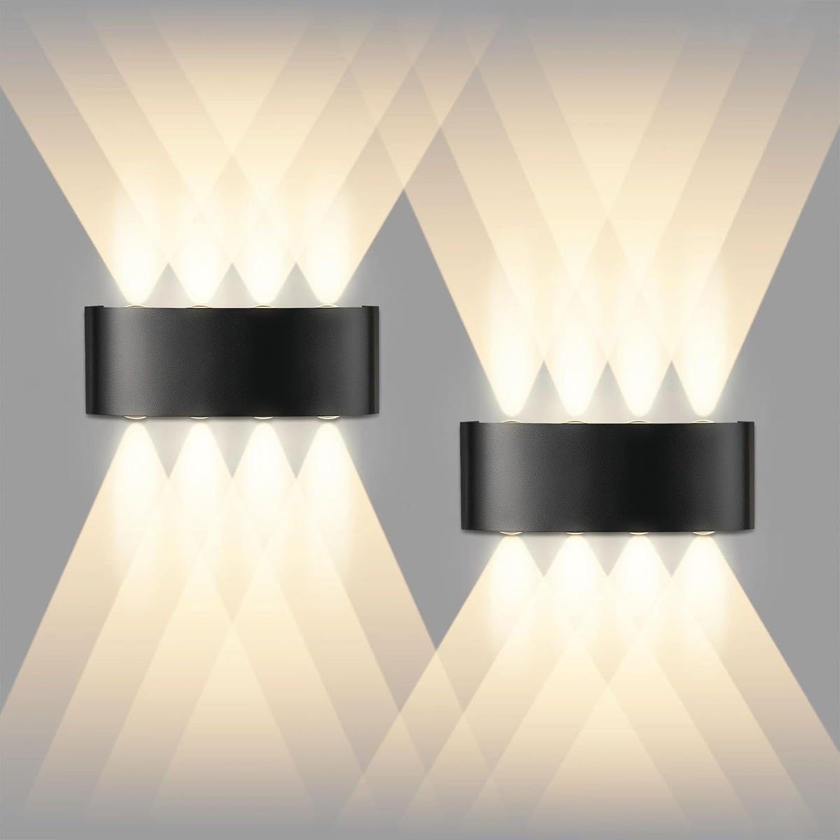 2 Lampes Murales LED Noires